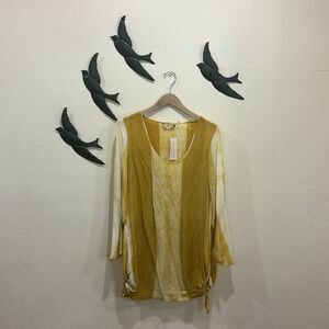 NEW! Soft Surroundings Yellow Scoop Neck Tunic ~ Side Ties ~ M